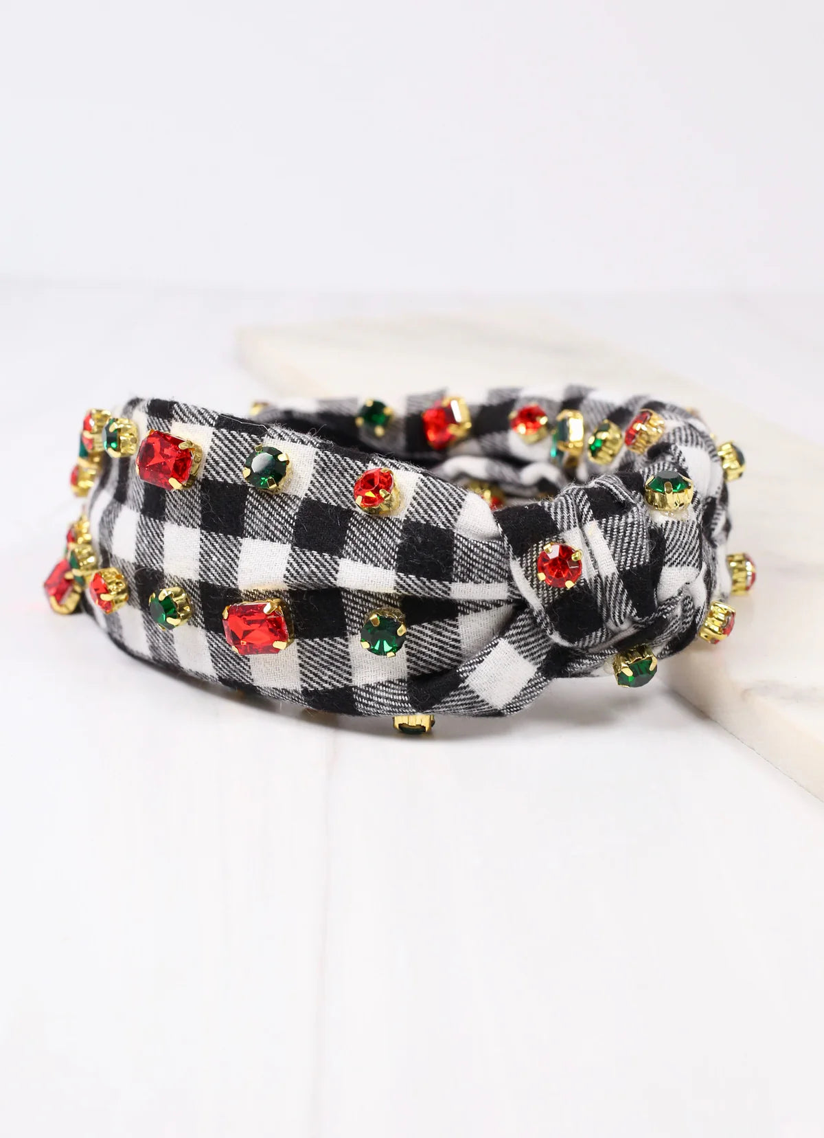 Pammy Plaid Jeweled Headband
