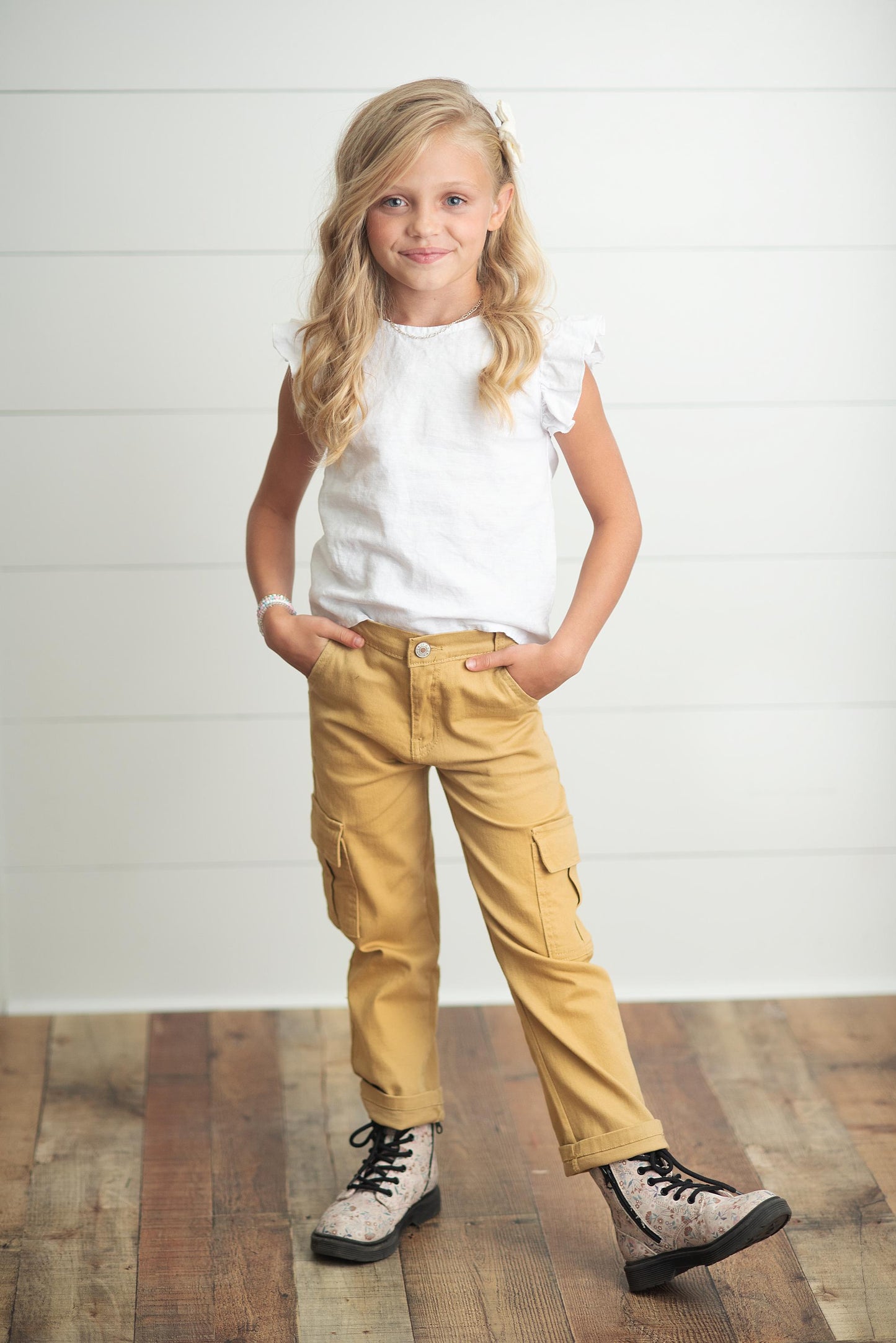 Khaki Denim Cargo Pants
