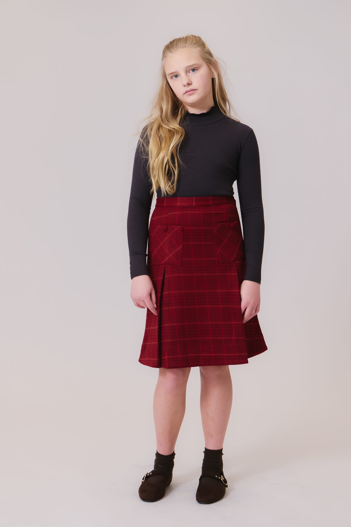 Leslie Wool Skirt - Cranberry