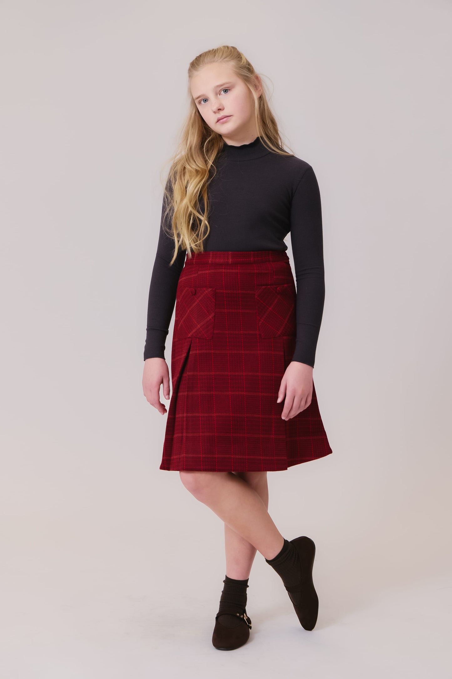 Leslie Wool Skirt - Cranberry