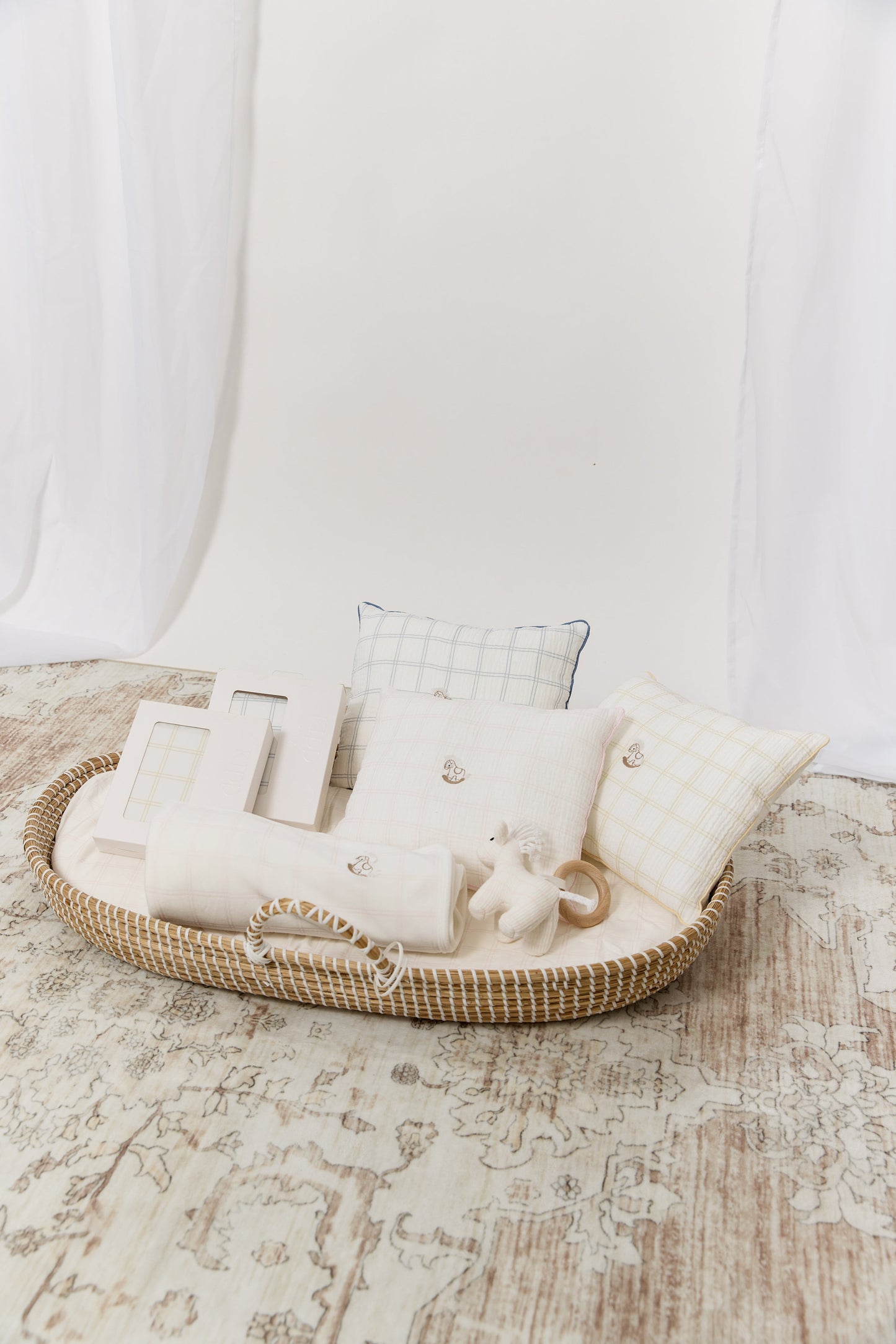 Whinny Plaid Throw Pillow - Stone