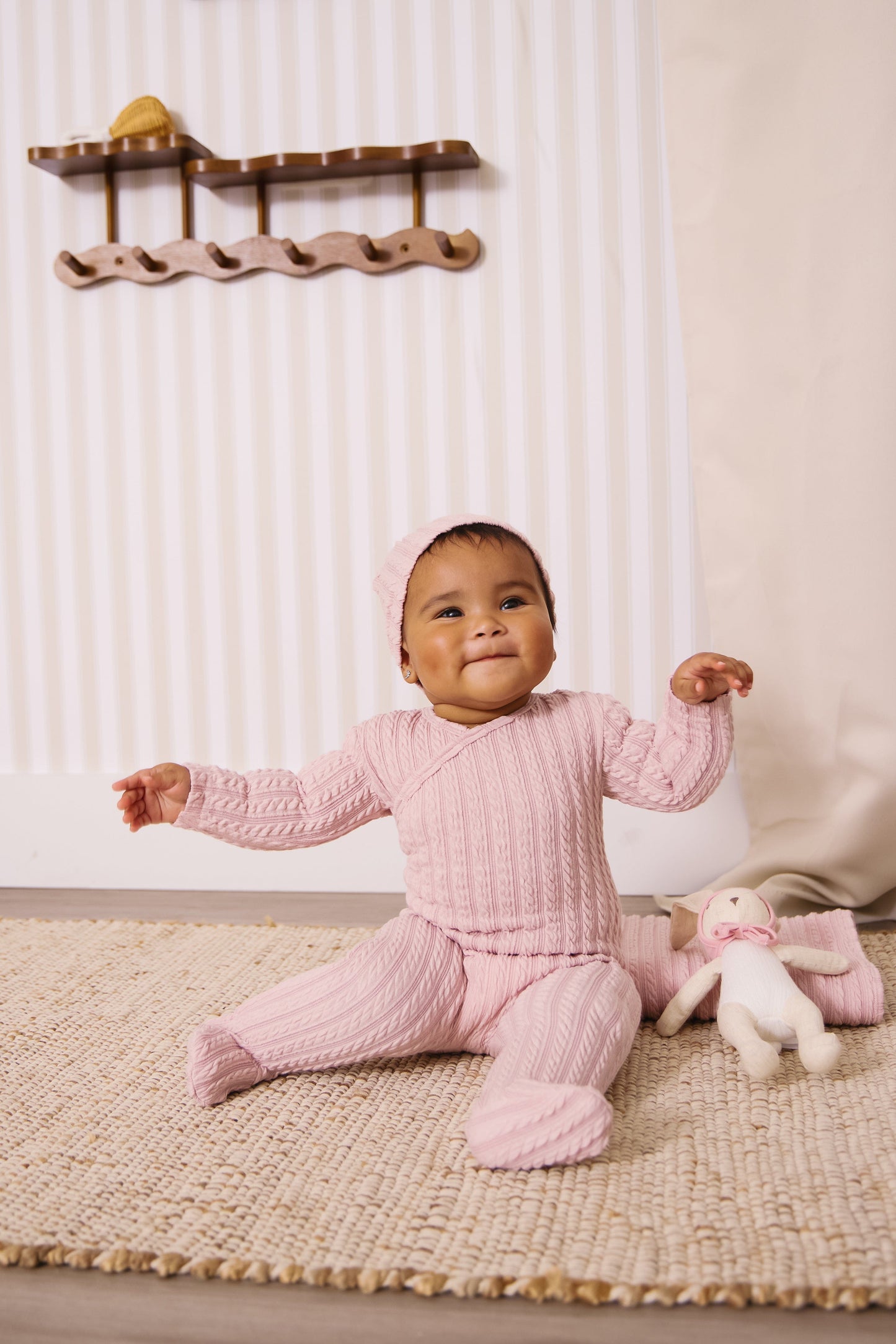 Cable Wrap Footie - Pink