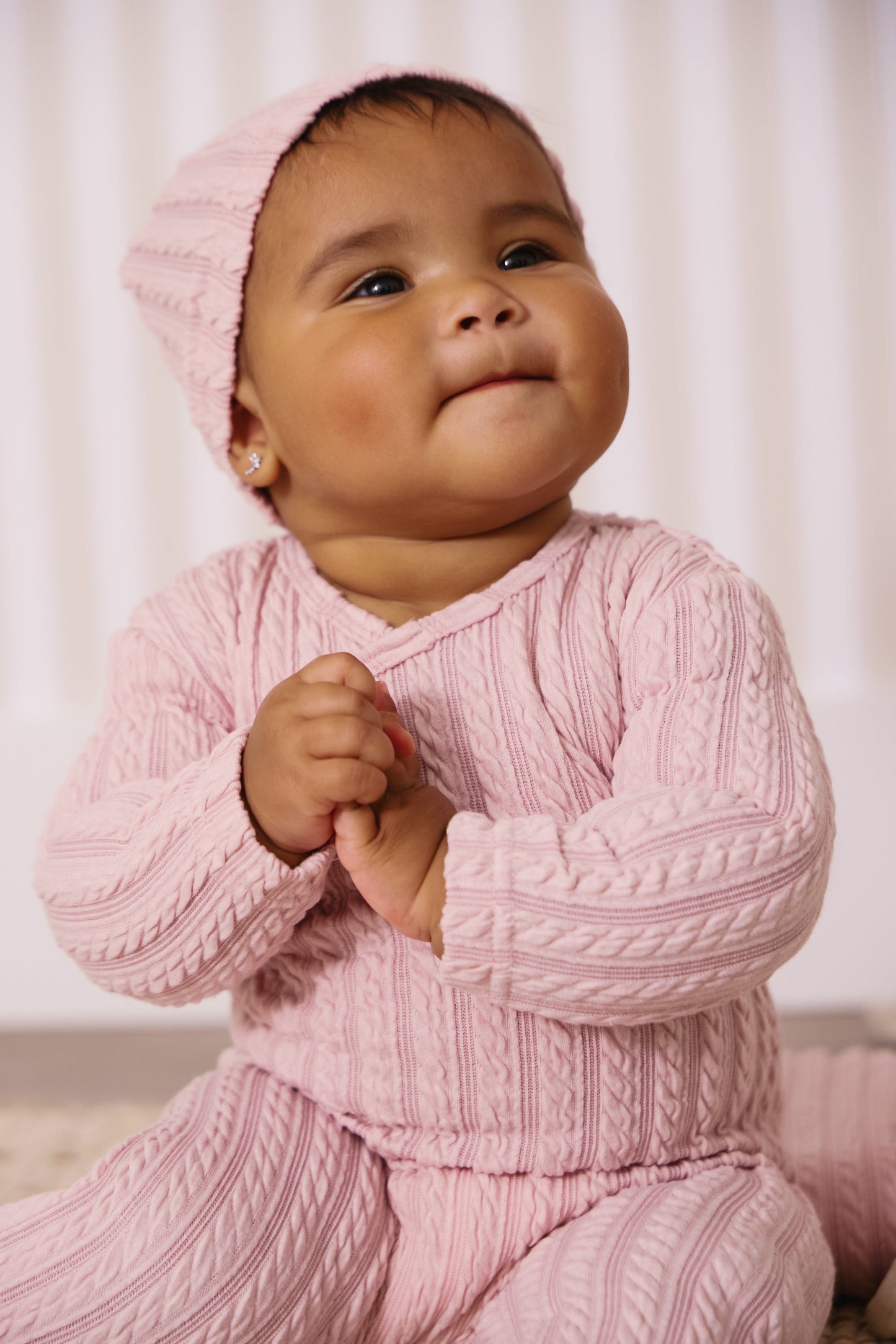 Cable Wrap Footie - Pink