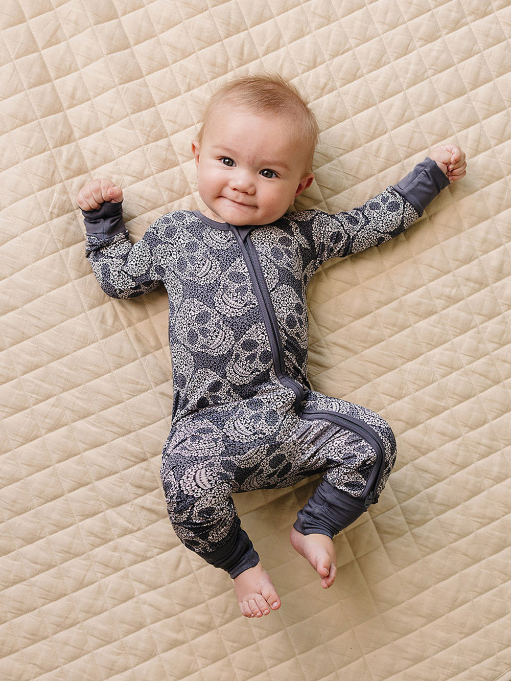 Bamboo Zip Romper | Leopard Skull