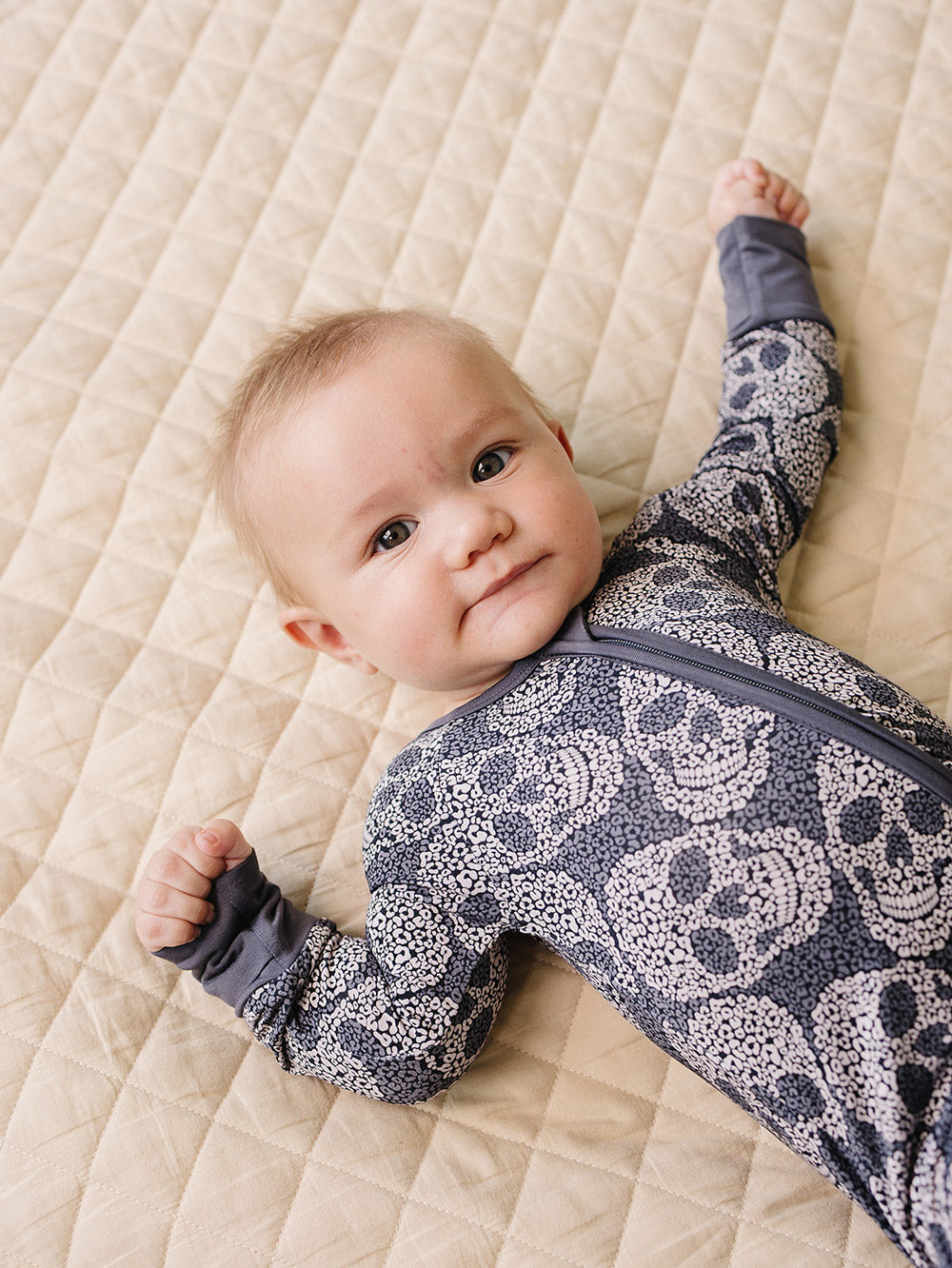 Bamboo Zip Romper | Leopard Skull