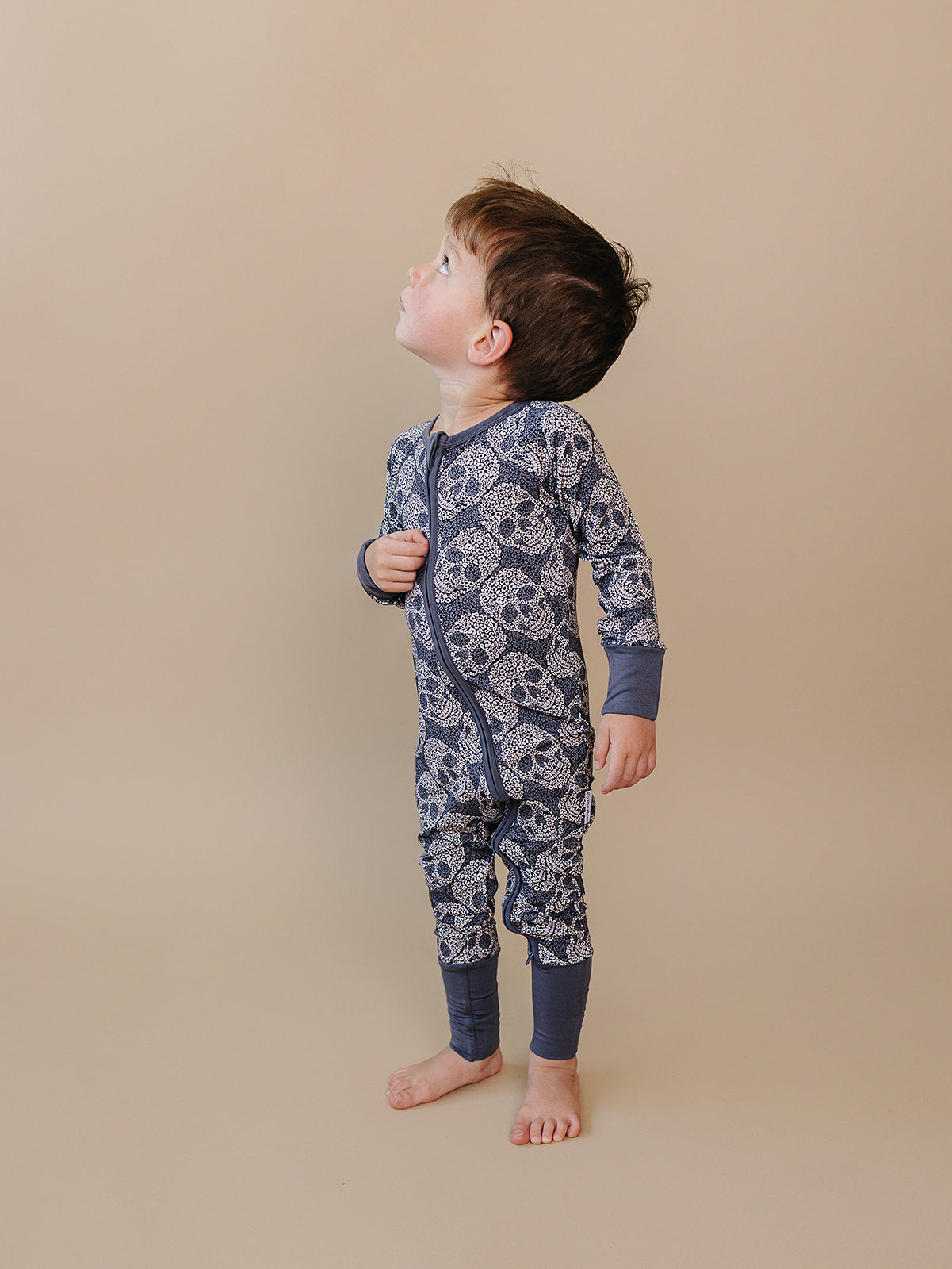 Bamboo Zip Romper | Leopard Skull
