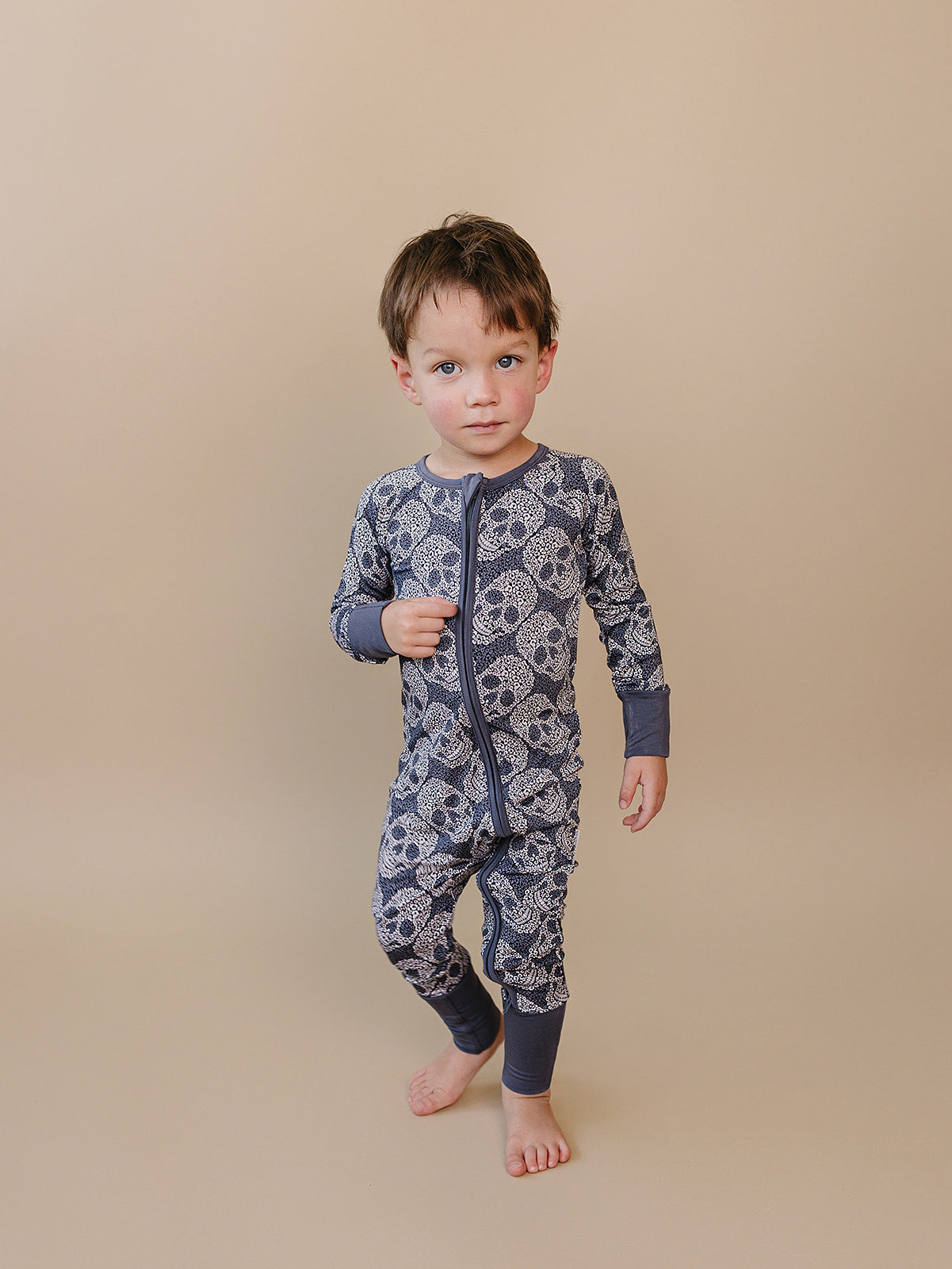Bamboo Zip Romper | Leopard Skull
