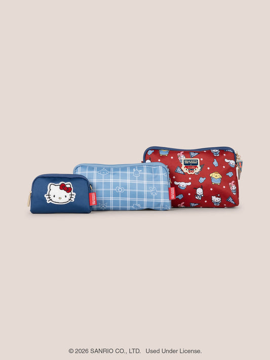 Hello Kitty® × JuJuBe Varsity Be Set 3-Piece Pouch Set – Red and Navy