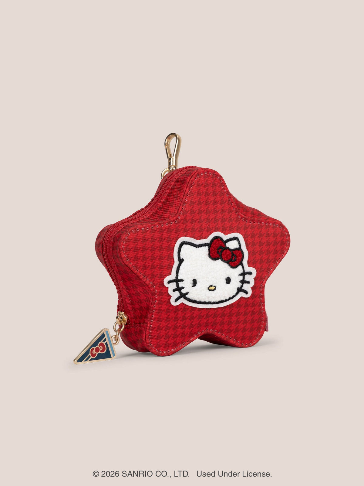 Hello Kitty® × JuJuBe Varsity Star Mini Bag Clip-on Pouch Accessory – Red Houndstooth Featuring Hello Kitty
