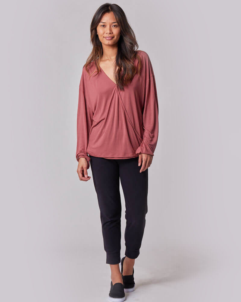 Nursing & Maternity Everywhere Long-Sleeve Wrap Blouse - Terra