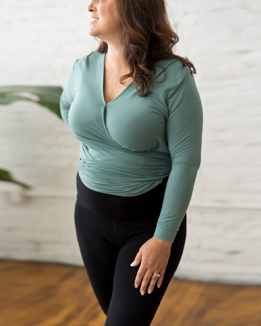 Nursing & Maternity Everywhere Long-Sleeve Wrap Blouse - Mineral