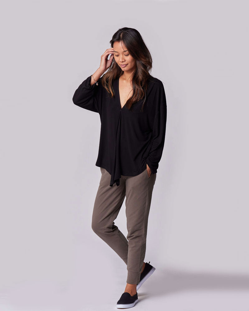 Nursing & Maternity Everywhere Long-Sleeve Wrap Blouse - Black