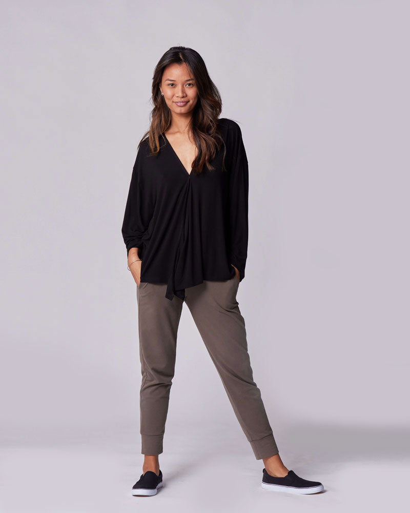 Nursing & Maternity Everywhere Long-Sleeve Wrap Blouse - Black