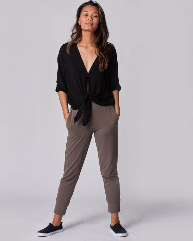Nursing & Maternity Everywhere Long-Sleeve Wrap Blouse - Black