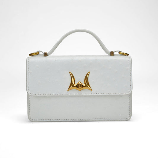 Loyal West VALENCIA OSTRICH LEATHER BAG - WHITE