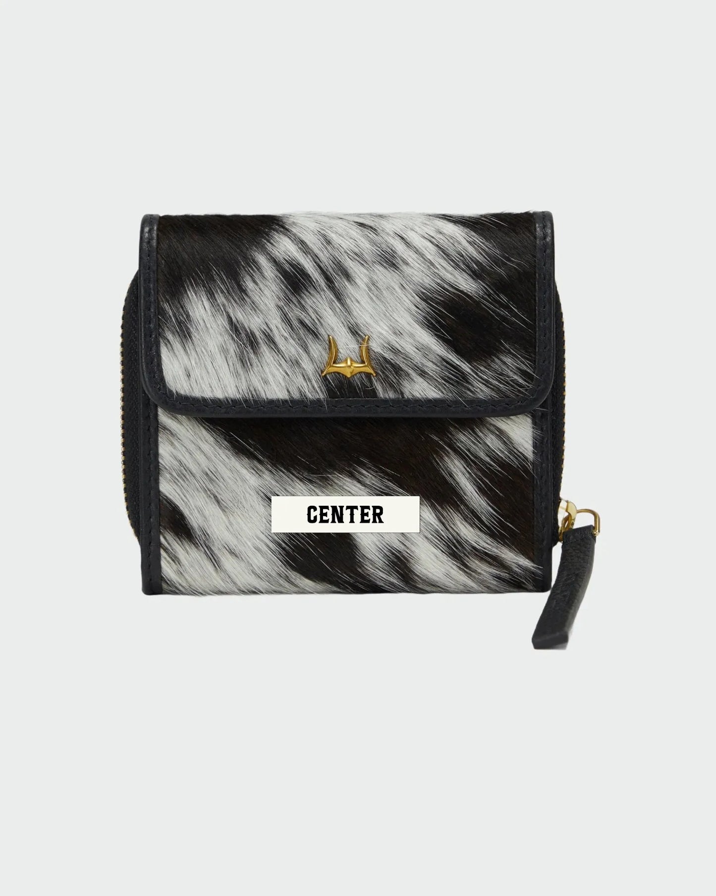 Loyal West SOPHIA CARD HOLDER IN BLACK & WHITE COWHIDE