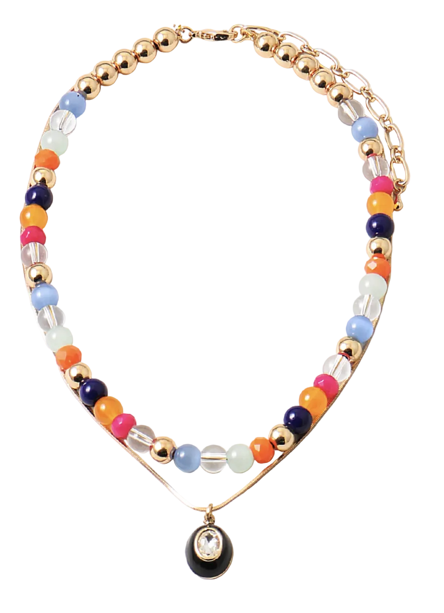Layering Statement Necklace - Navy and Orange