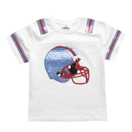Light Blue and Red Helmet Adult Shirt