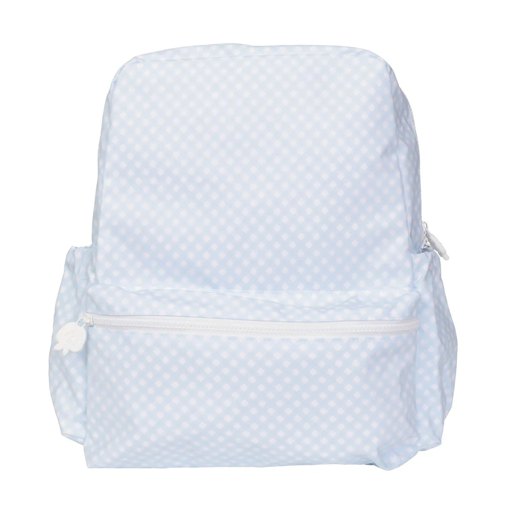 Apple of My Isla Blue Gingham Wipeable Large Backpack | Kids School Backpack | Bossier City, LA