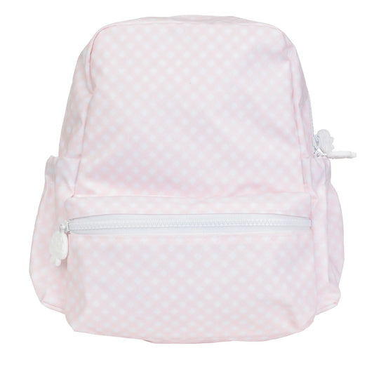 Apple of My Isla Pink Gingham Girls Backpack | Wipeable Kids School Backpack