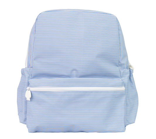 Apple of My Isla Navy Mini Stripe Wipeable Large Backpack | Personalized Kids School Backpack | Bossier City, LA