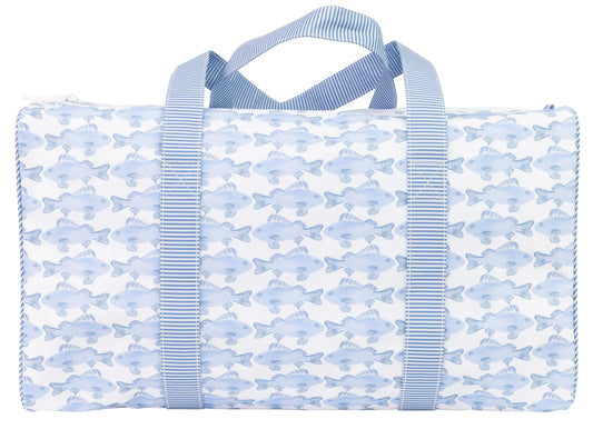 Apple of My Isla Duffle Bag in Fish – Wipeable Kids Travel Bag