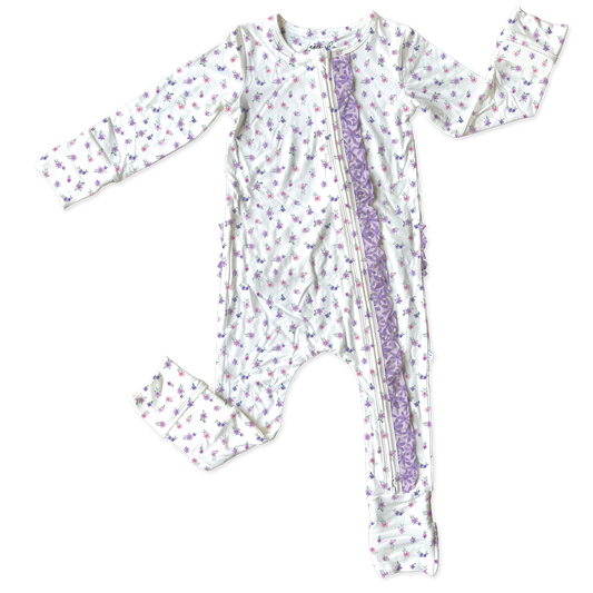 Marlee White Bamboo Ruffle Convertible Footie (Pre-Order)