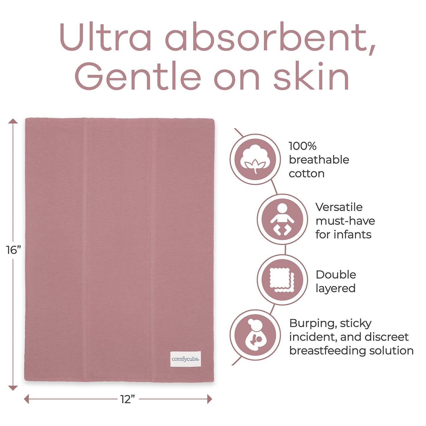 Cotton Burp Cloths in Mauve