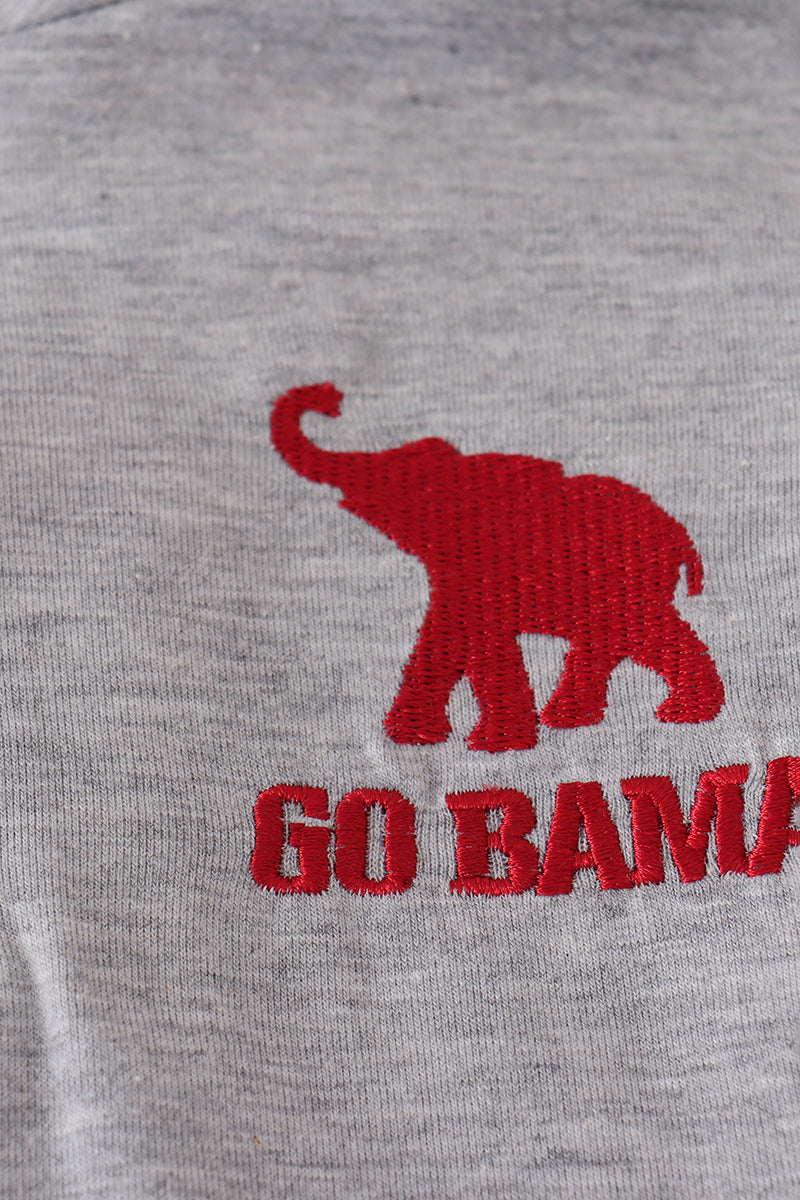 Alabama embroidery gingham pullover & pants set