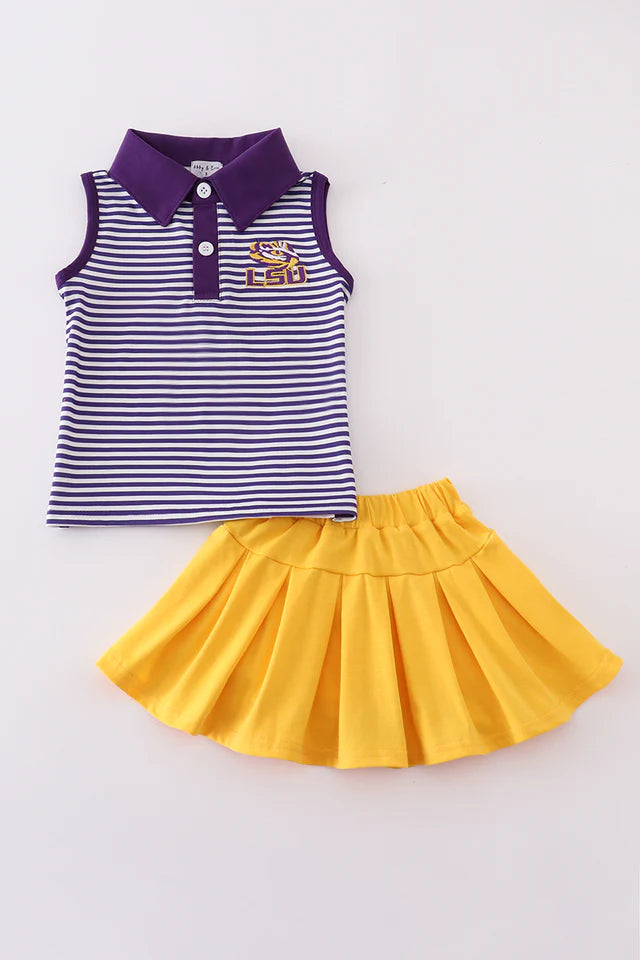 LSU Embroidery Skort Set