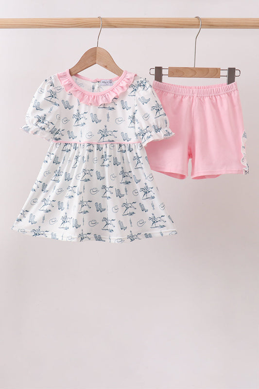 Pink Cowboy Ruffle Set