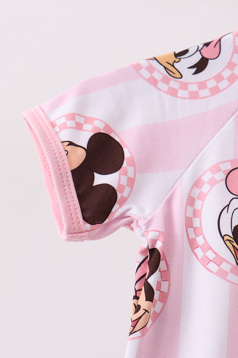 Pink character bamboo romper