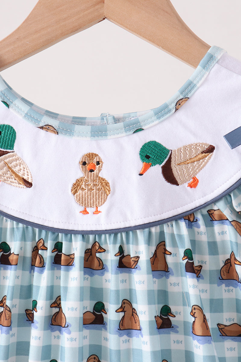 Blue mallard duck embroidery dress