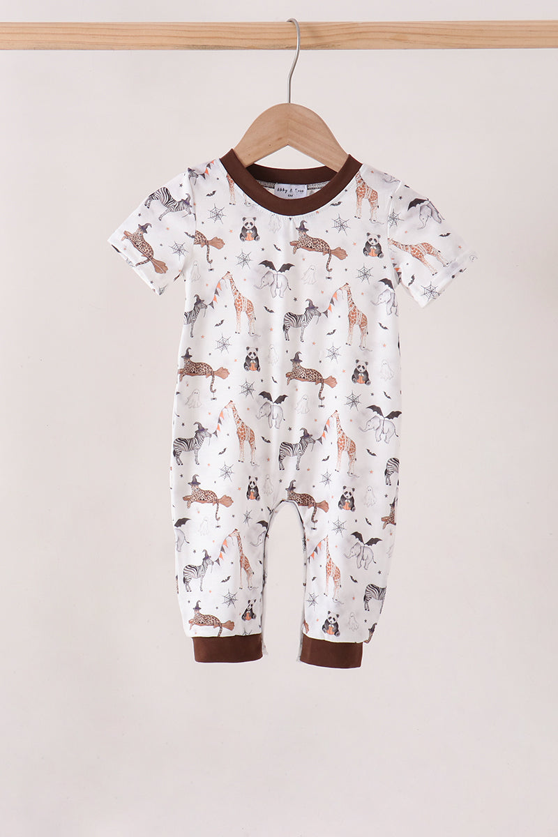 Brown zoo animal romper