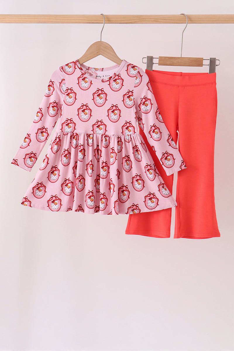 Pink santa claus bamboo pants set