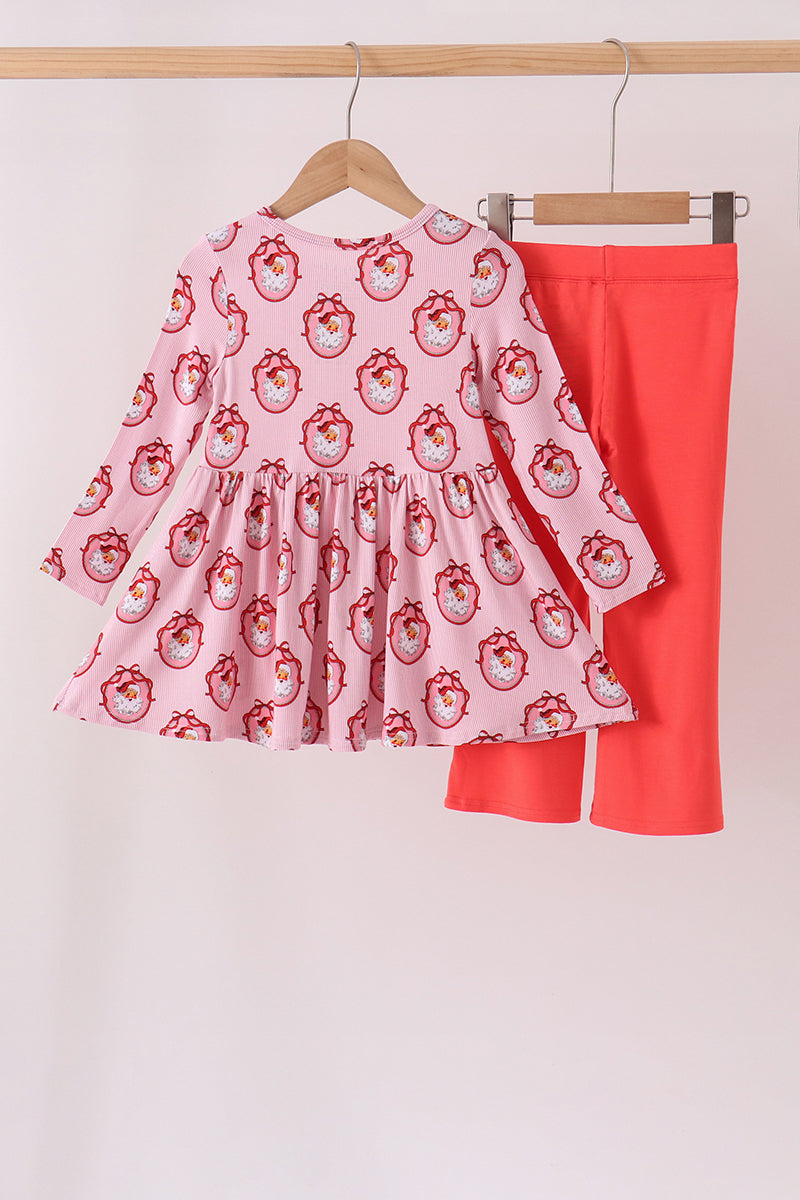 Pink santa claus bamboo pants set