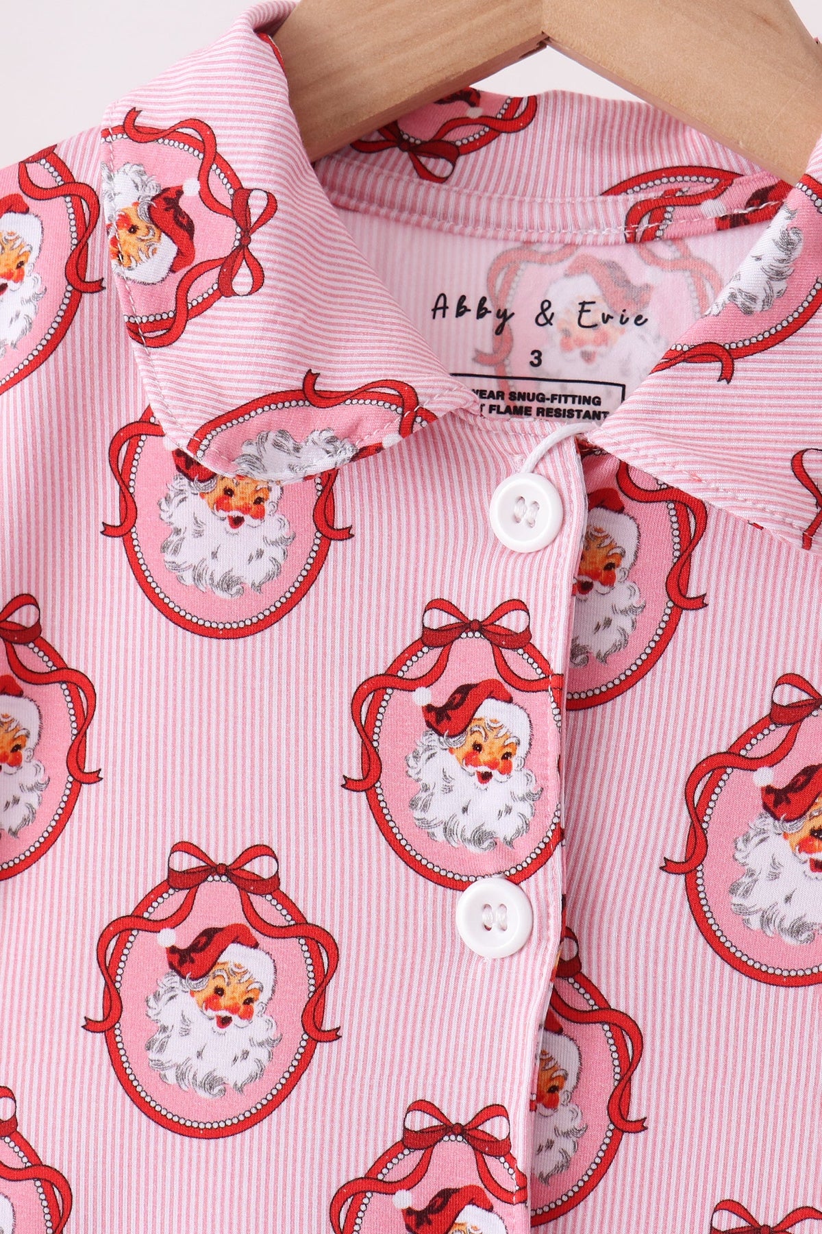Pink santa claus bamboo ruffle pajama set