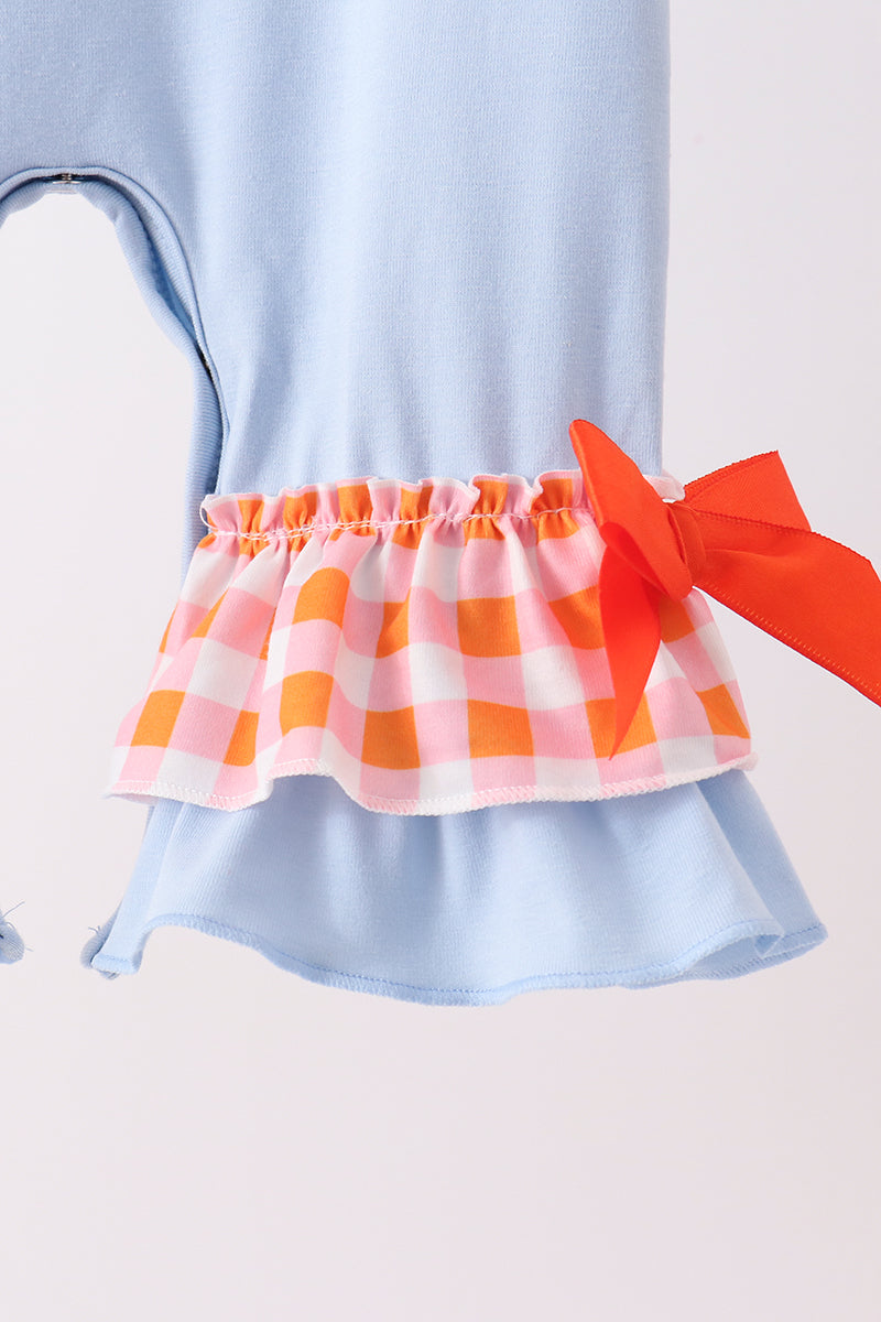Blue Turkey Applique Ruffle Romper