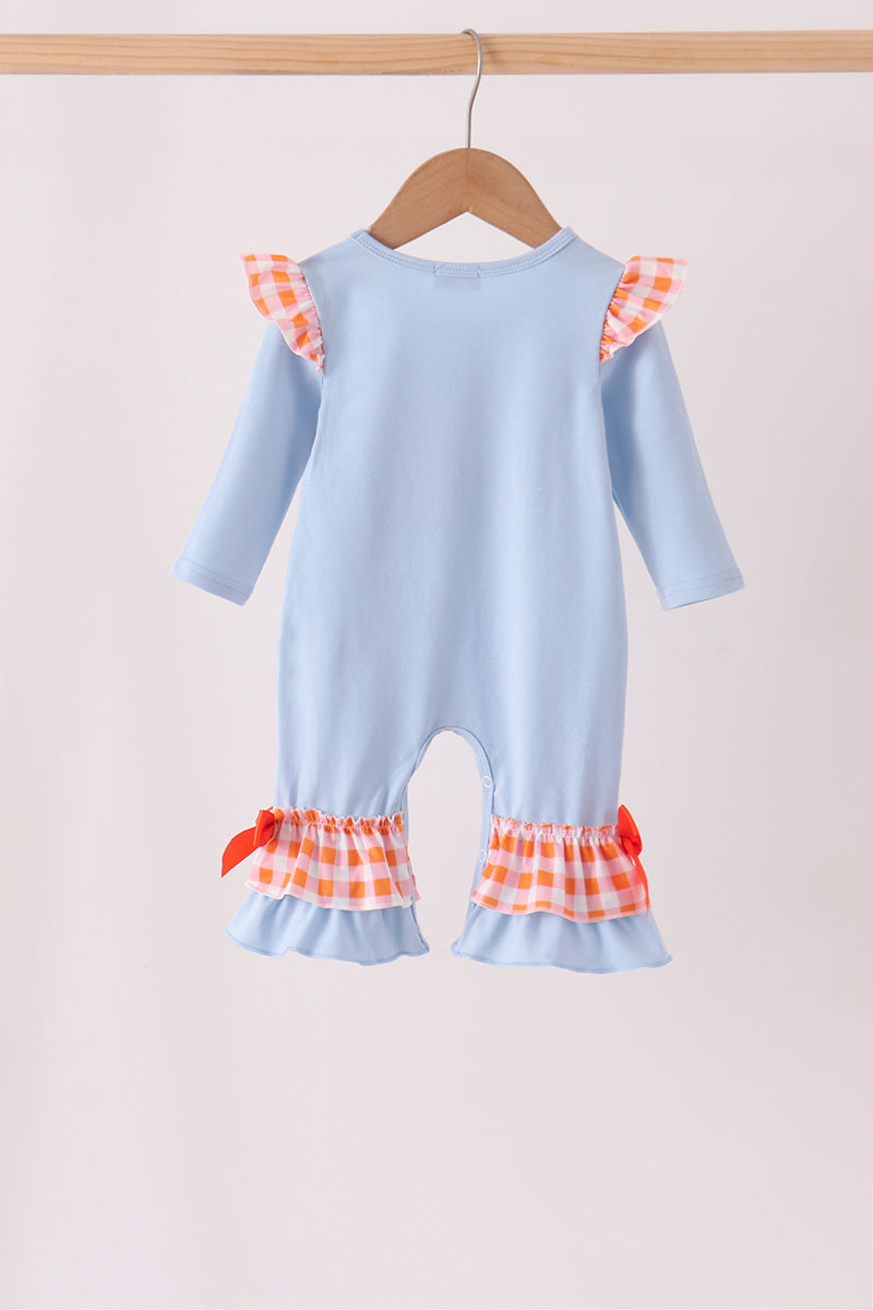 Blue Turkey Applique Ruffle Romper