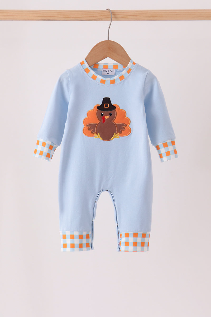 Blue Turkey Applique Romper