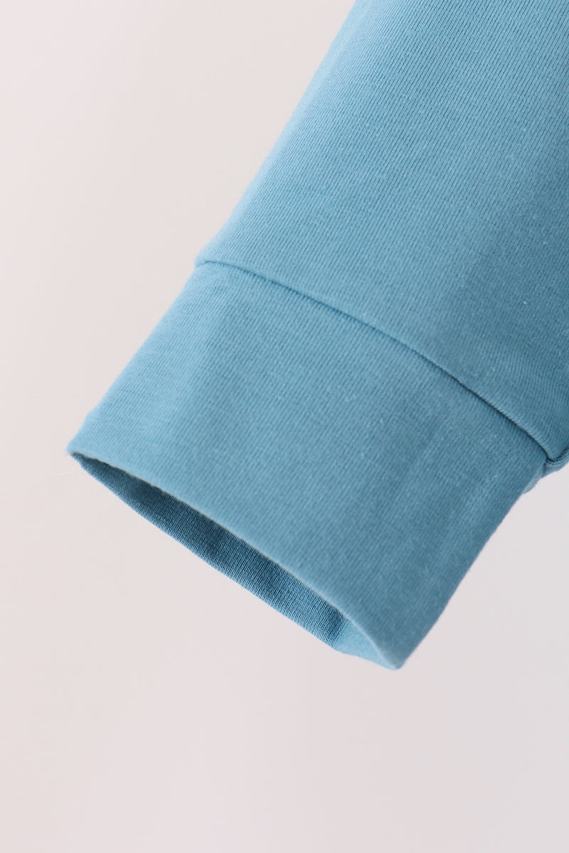Blue Cow Embroidery Top