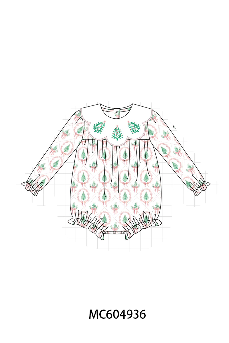 Pink Christmas Tree Embroidery Bubble