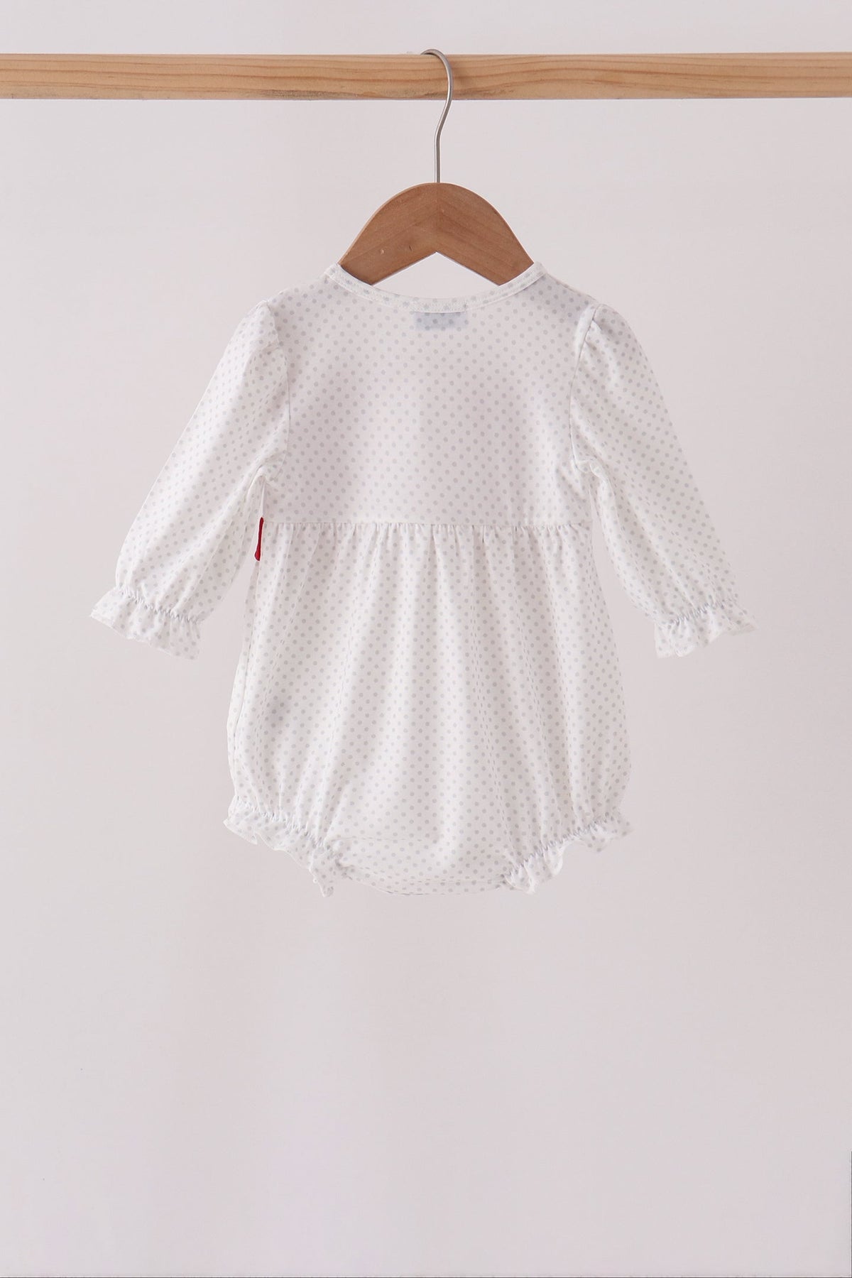 White Candy Cane Smocked polka dot Bubble