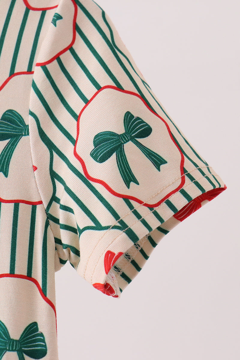Green Christmas Bow Jumpsuit