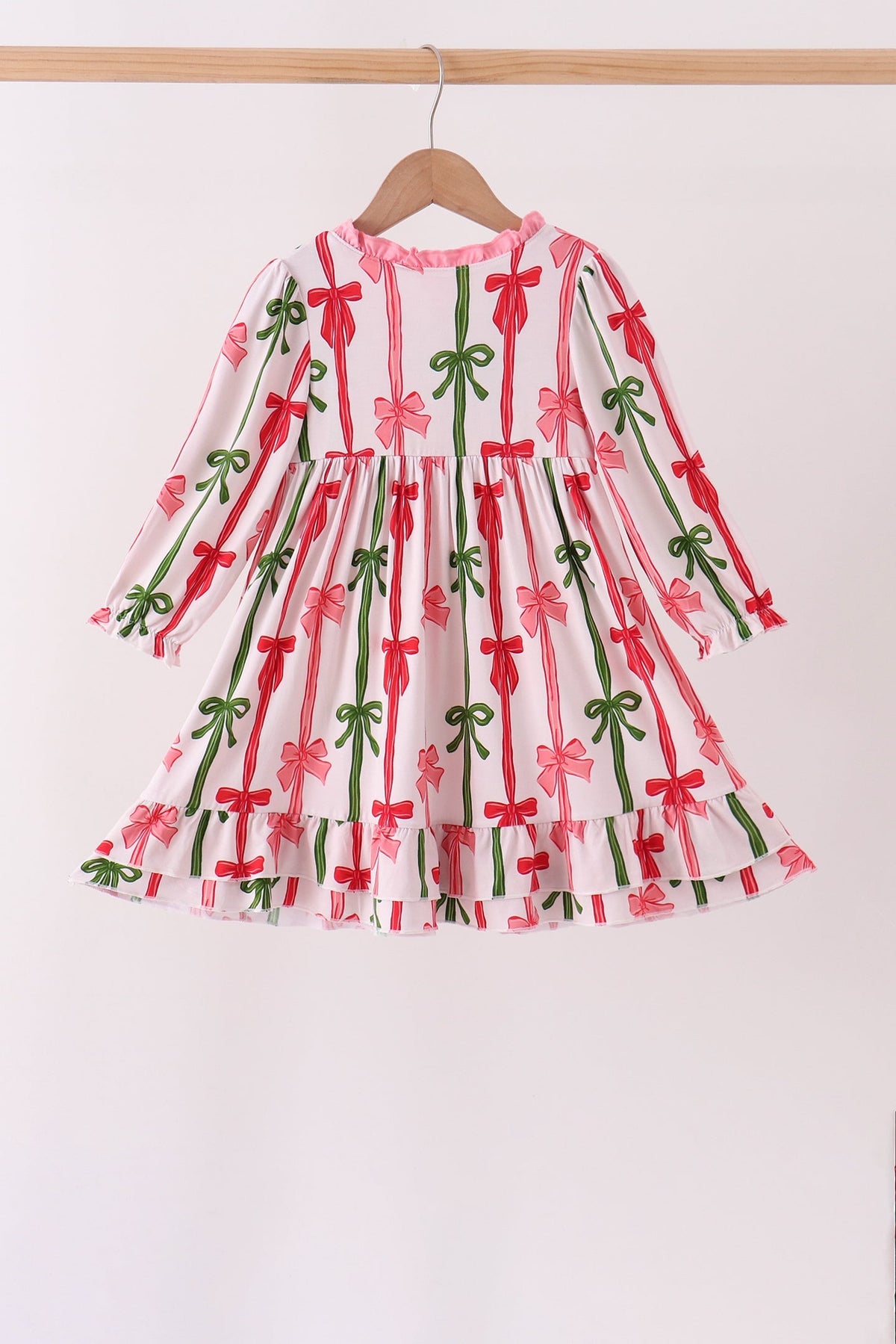 Pink Bow Ruffle Bamboo Dress