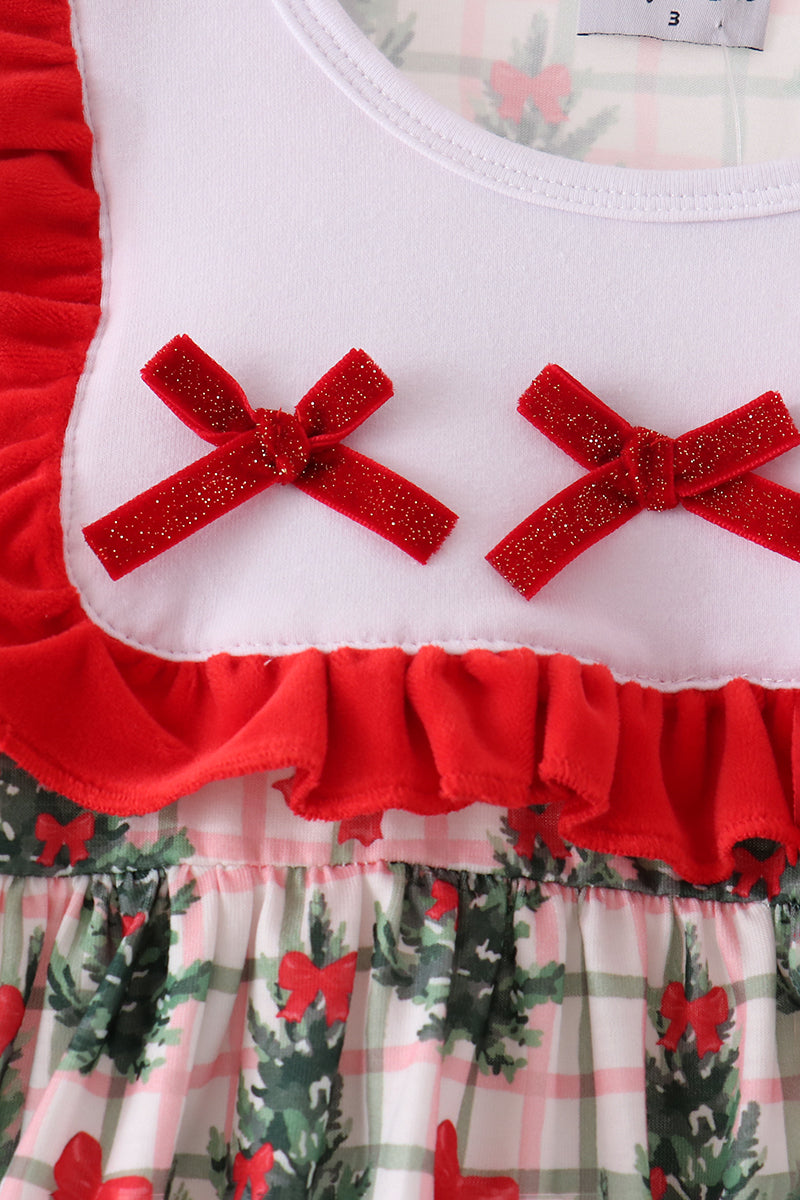 Red Velvet Ruffle Dress