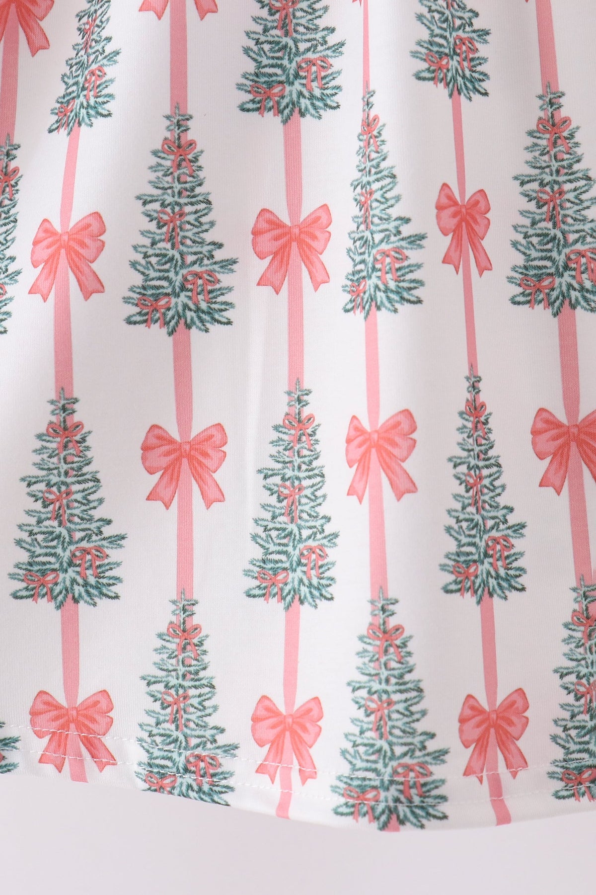 Pink Christmas Tree Embroidery Ruffle Dress