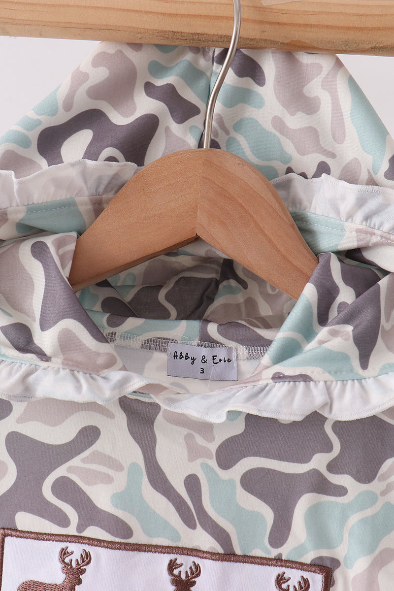 Hunting Deer Embroidery Ruffle Jogger Set