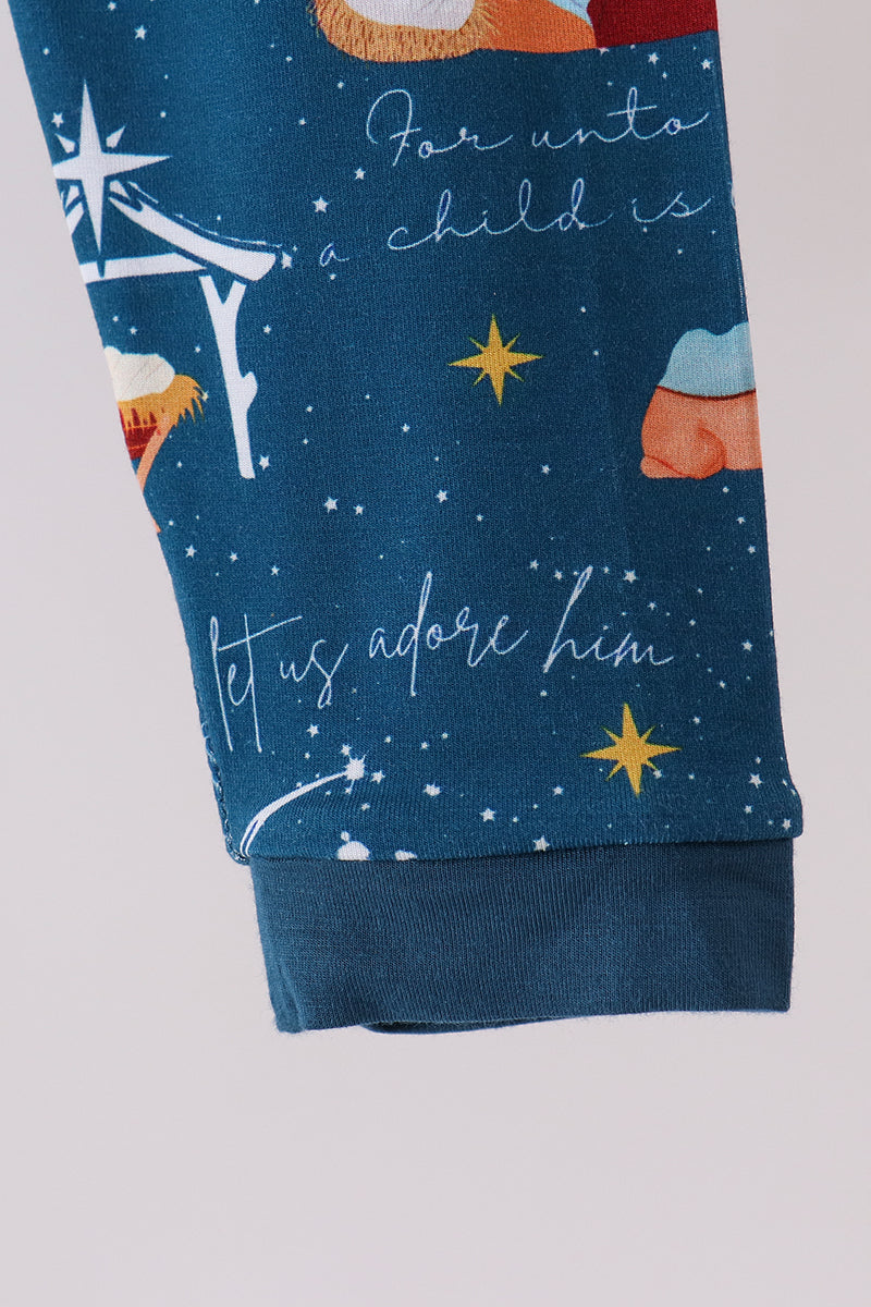 Navy Nativity Bamboo Pants Set