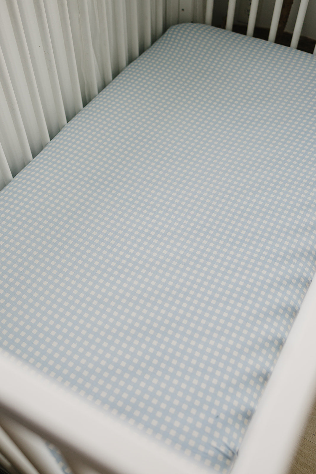 Blue Gingham Bamboo Stretch Crib Sheet